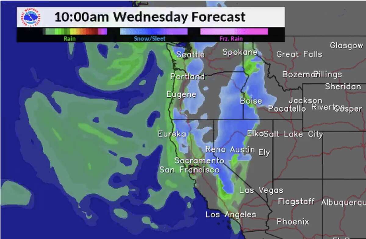 The National Weather Service Bay Area said Wednesday, "Storm Door Remains Open - Here is one weather model seven day forecast. You'll notice several chances for precip over the next week.