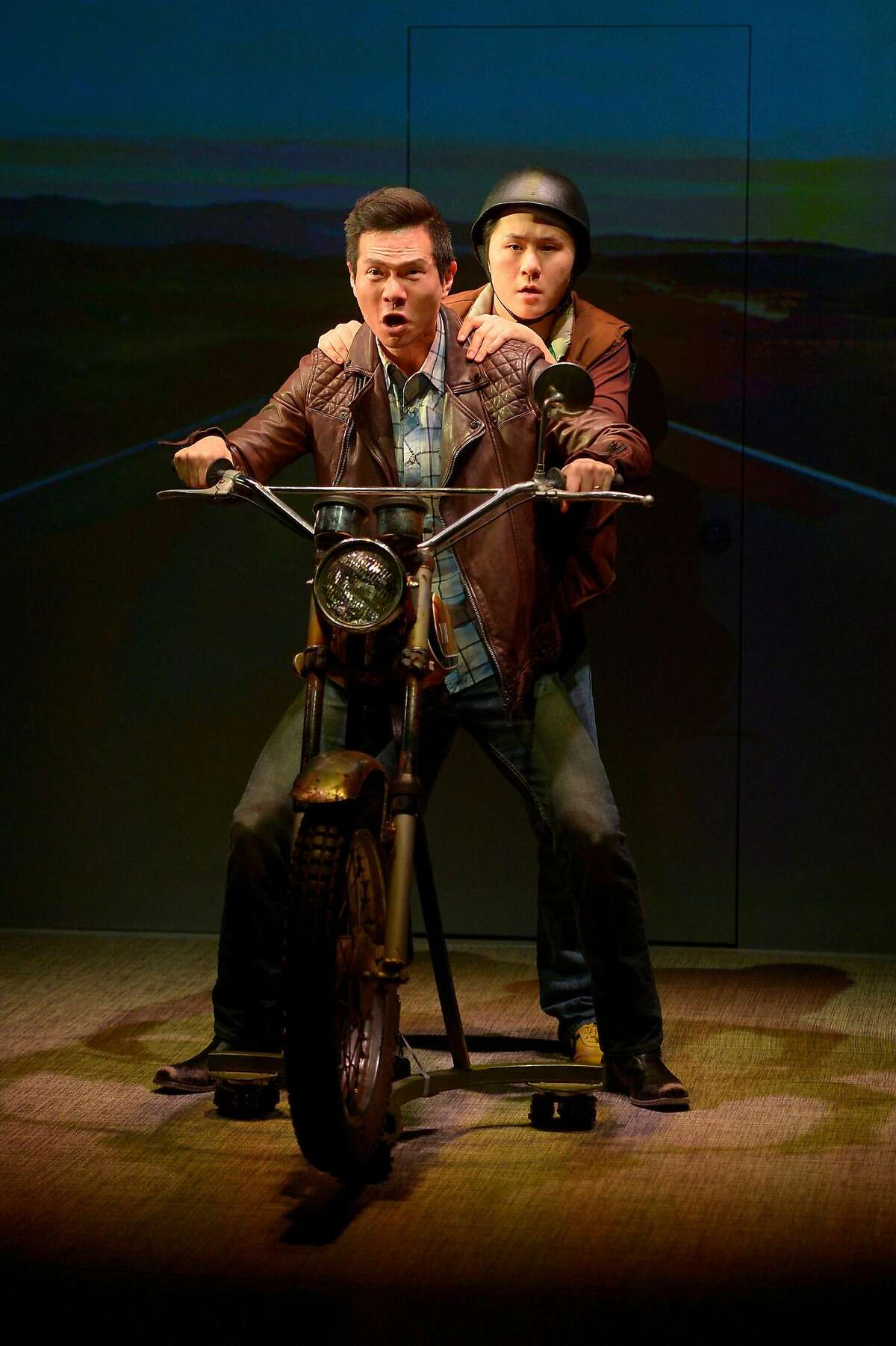 Quang (James Seol, front) and friend Nhan (Stephen Hu, back) in American Conservatory Theater's "Vietgone."