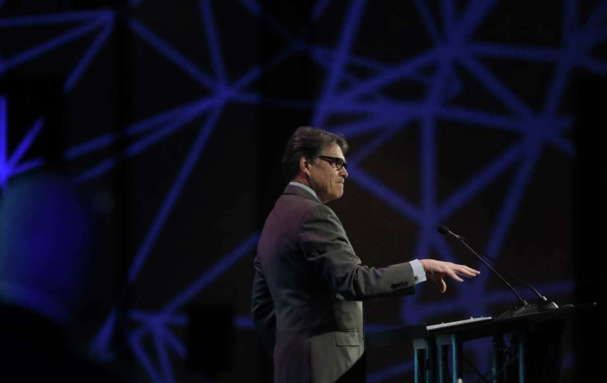 Energy Secretary Rick Perry speaks at the CERAWeek conference at the Hilton Americas, Wednesday, March 7, 2018, in Houston. ( Karen Warren / Houston Chronicle )