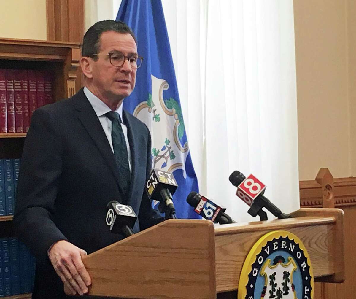 Governor Dannel P. Malloy spoke in a press conference at the Capitol in Hartford, Conn. on Thursday March 8, 2018.
