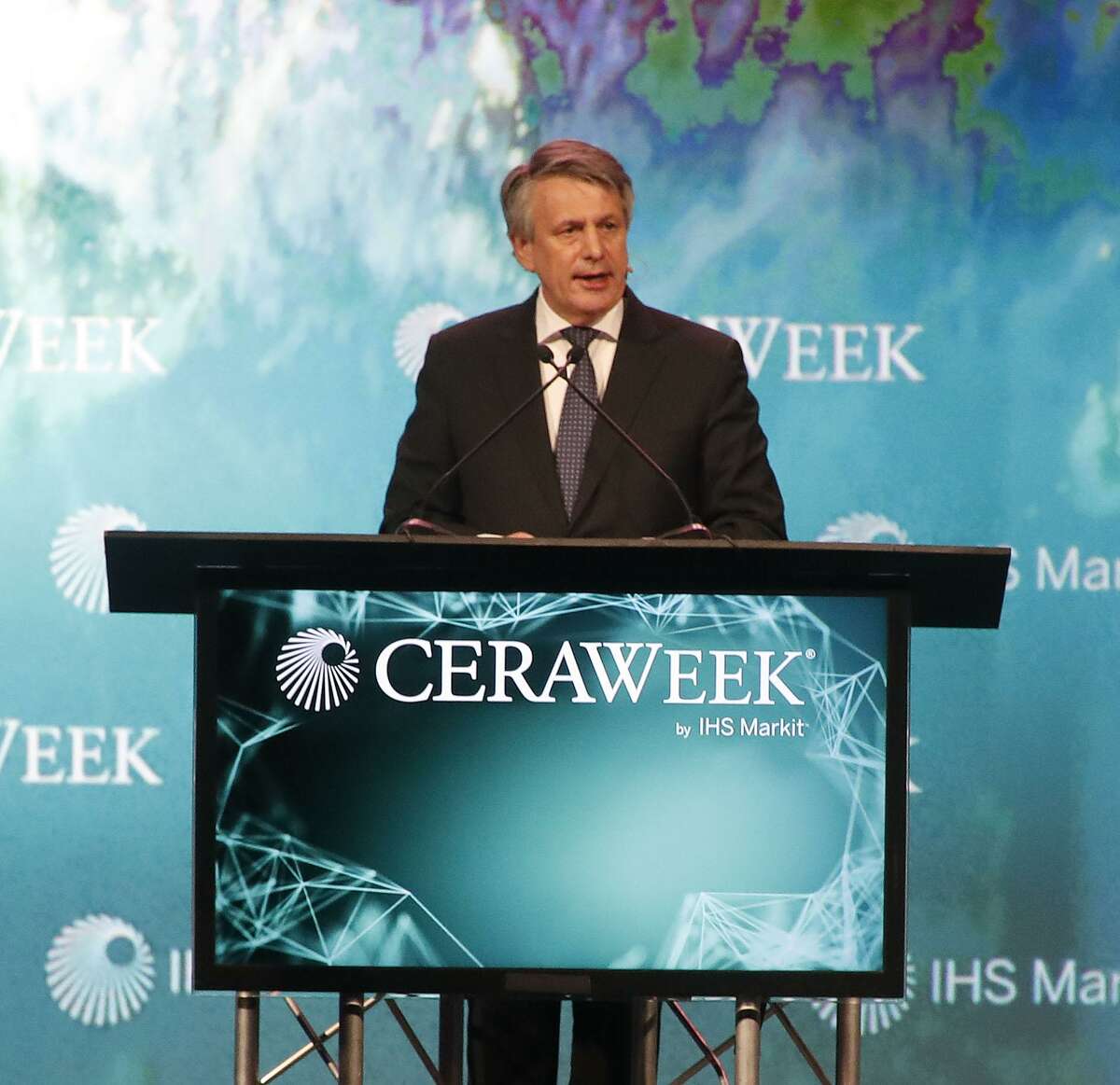 Royal Dutch Shell CEO Ben van Beurden speaks at the CERAWeek conference at the Hilton Americas, Wednesday, March 7, 2018, in Houston. ( Karen Warren / Houston Chronicle )