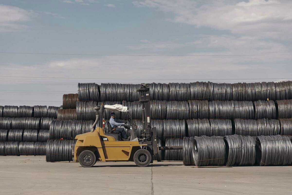 Bales of raw steel imports sit in an outdoor storage yard at the Insteel Industries factory in Houston, March 2, 2018. President Donald Trump is expected to formally sign off on stiff and sweeping tariffs on steel and aluminum imports at noon on March 8, according to people familiar with the deliberations. (Todd Spoth/The New York Times)