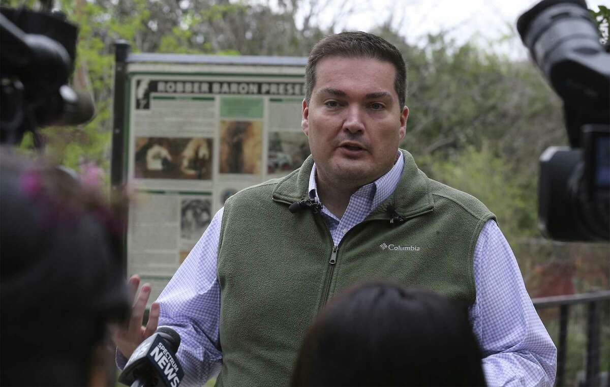 Joe Ranzau, president of Cave Management Association of Texas, speaks to media on Friday, Mar. 9, 2018. A high school student was finally freed just before midnight after spending about 11 hours stuck in a narrow passageway in Robber Baron Cave on the North Side. The Texas Cave Management Association, which owns the cave and offers guided tours, spoke to media in a press conference on Friday, Mar. 9, 2018. (Kin Man Hui/San Antonio Express-News)