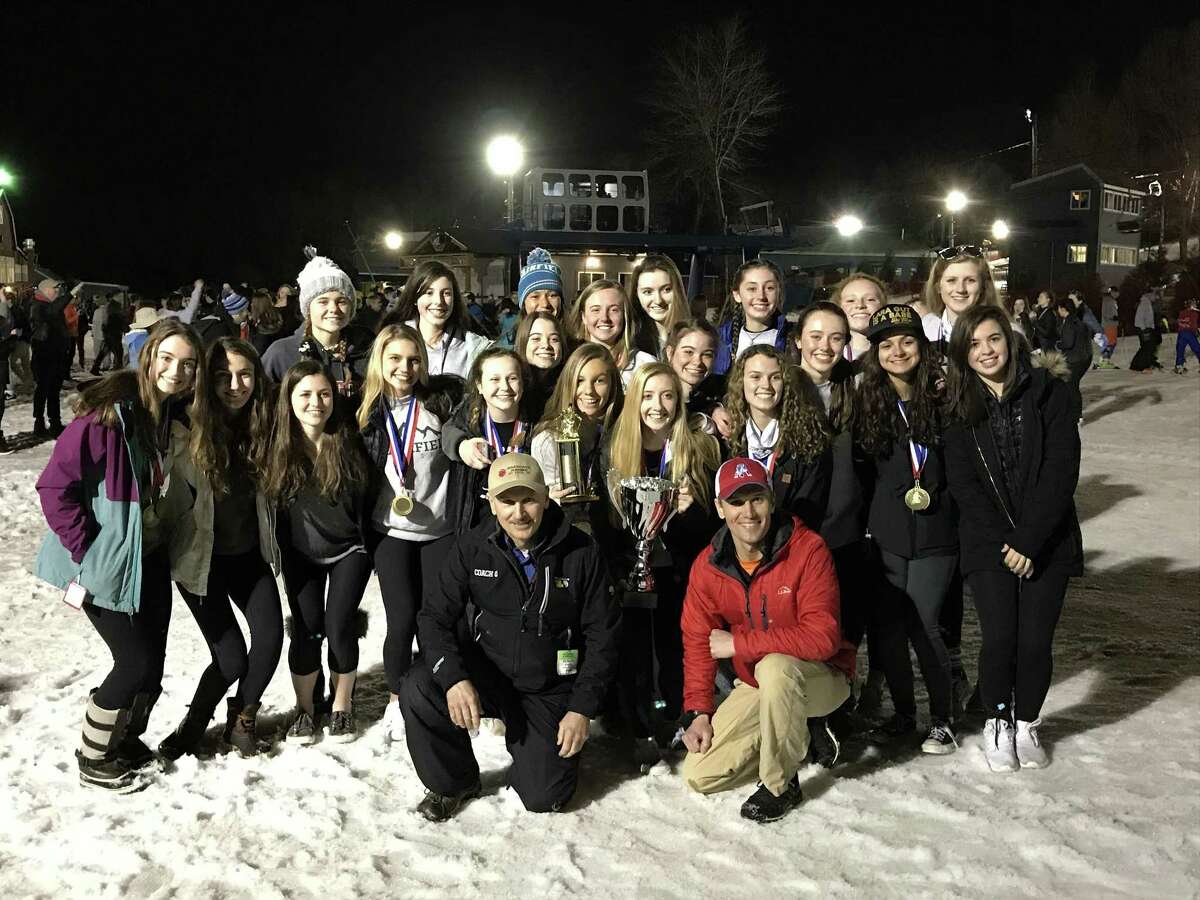 The Fairfield co-op girls ski team won its sixth straight CISL state title last weekend at Mount Southington. The Mustangs finished with a perfect 23-0 record.