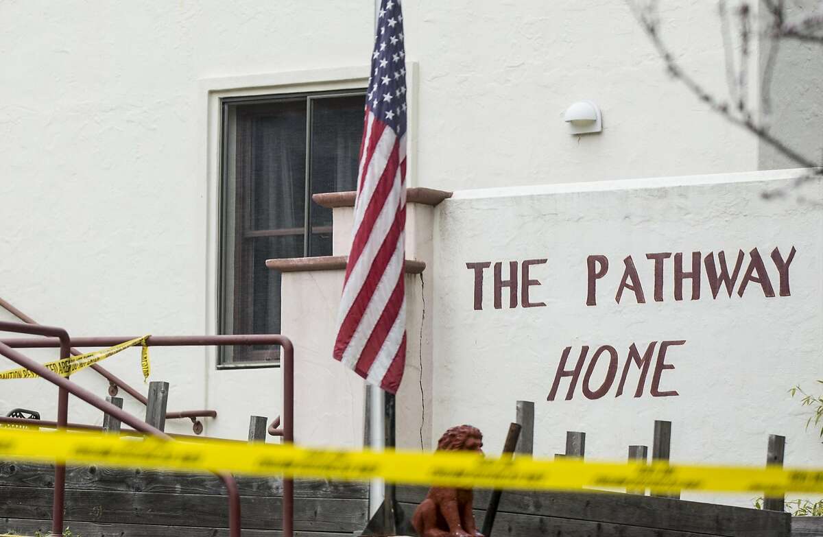 The entrance of Pathway Home is seen surrounded by caution tape following the deadly shooting of three female Pathway Home employees by a former resident at Yountville Veterans Home of California Saturday, March 10, 2018 in Yountville, Calif.