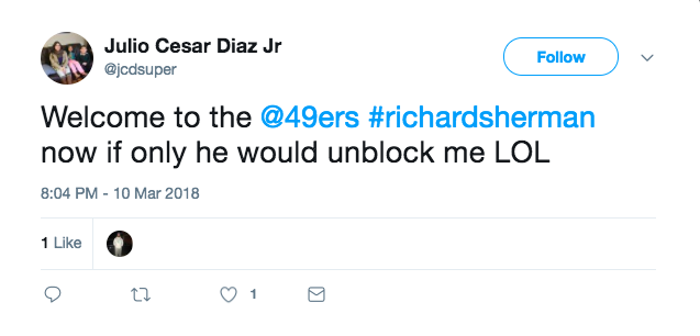 The Tip' is history in Seattle as Richard Sherman works to unblock 49ers  fans on Twitter – GeekWire