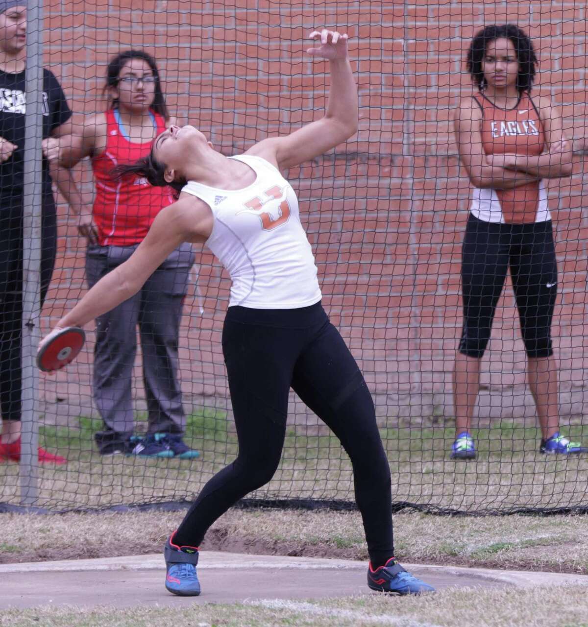 United’s Sadey Rodriguez broke her city record three times at the Eagle Pass Invitational Relays and set the top mark in the nation for this year with a throw of 159’4 in the discus.