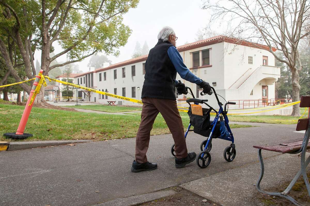 Veteran Home of California resident, Chuck Marlotta, 93, who served during WWII strolls passed the Pathway Home where three employees of Pathway were killed by a former patient on Friday March 09 in Yountville, California, USA 11 Mar 2018.