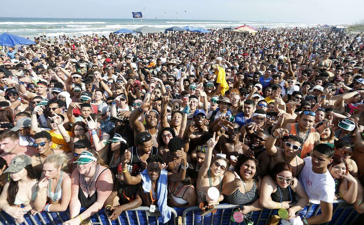 Spring Breakers party at Clayton?•s Beach Bar and Grill Sunday March 11, 2018 on South Padre Island, Tx.