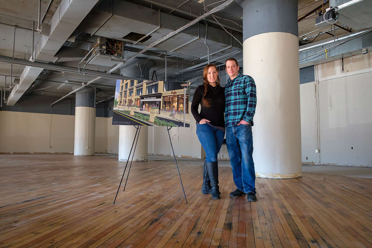 Food entrepreneurs Katie and Luke Haskins are planning the River Street Market for the Hedley Building in Troy