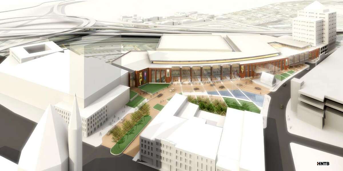 An artist's rendering shows what the proposed convention center in Albany would look like. (Rendering courtesy of HNTB)