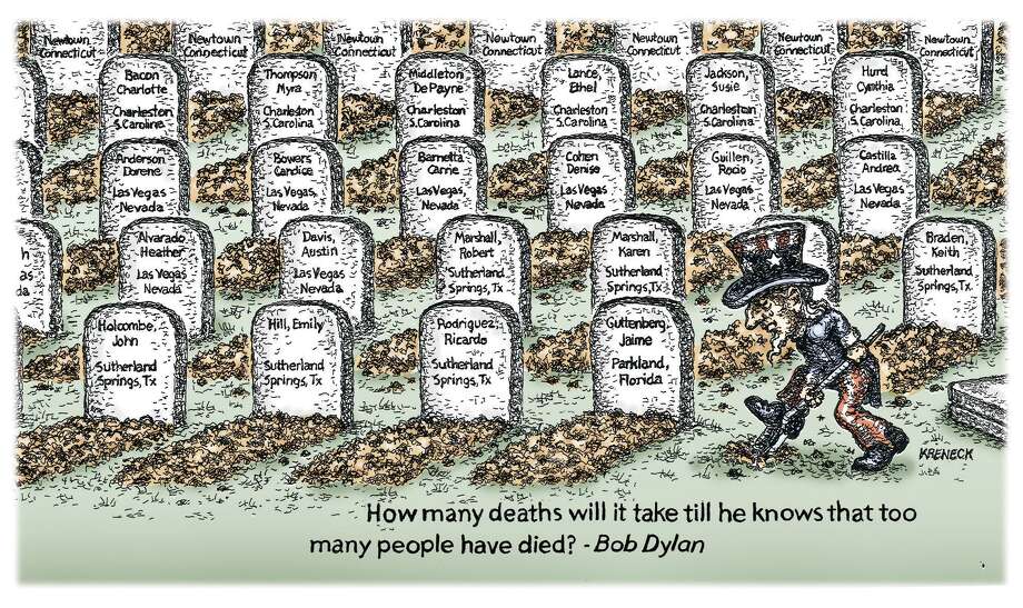 This artwork by Kevin Kreneck refers to gun deaths in the U.S. due to mass shootings. Photo: Kevin Kreneck
