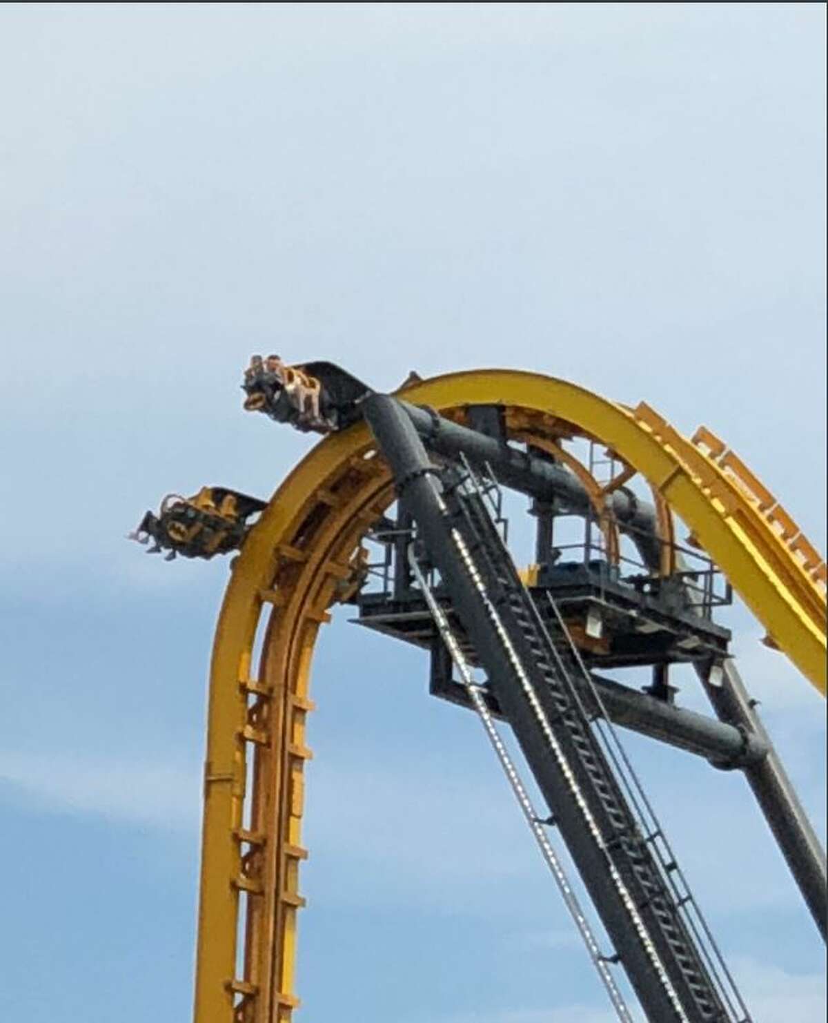 People were stuck at the top of Batman: The Ride at Six Flags Fiesta Texas for about 45 minutes on Tuesday, March 13, 2018 after a safety sensor went off.