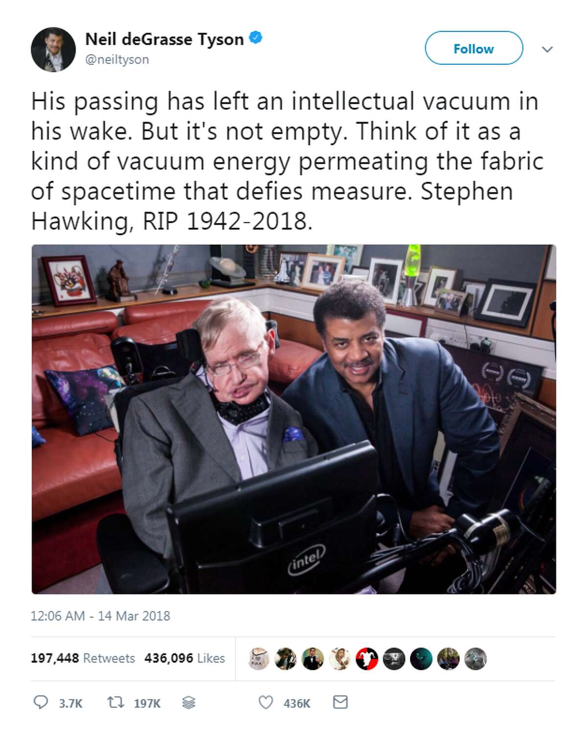 Celebs react to Hawkings death