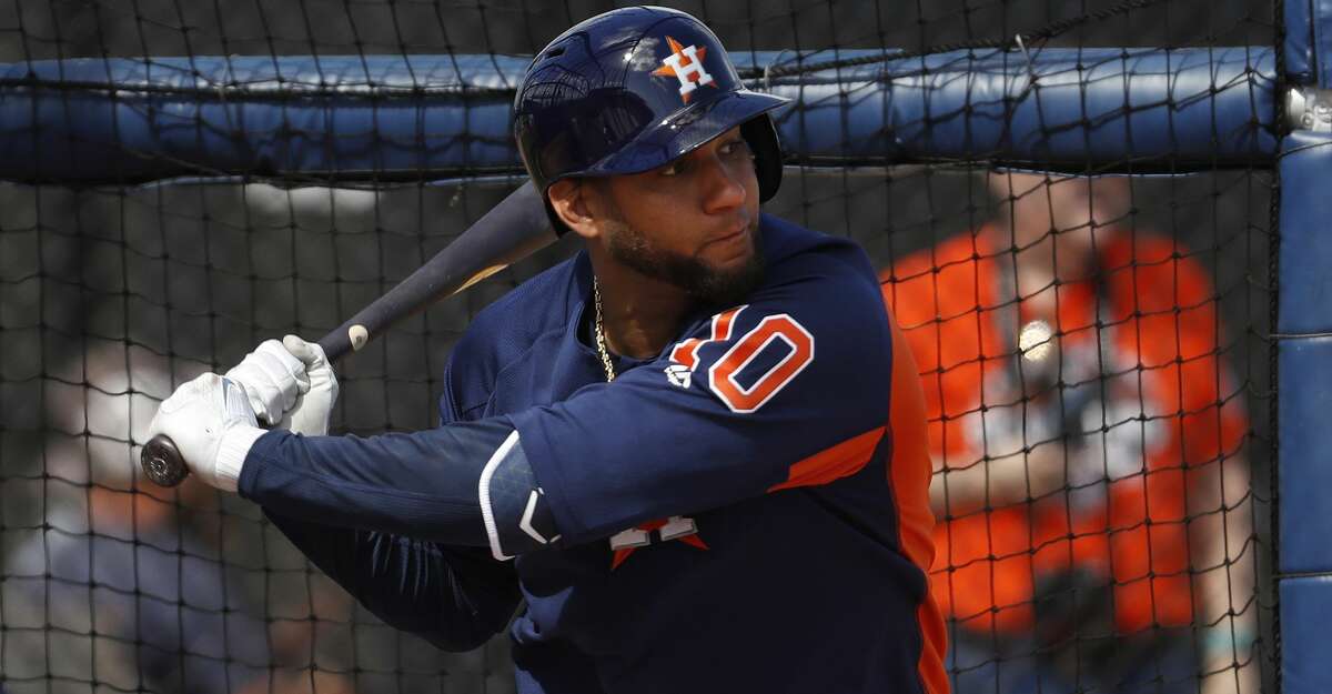 Houston Astros Yuli Gurriel (10) during spring training at The Fitteam Ballpark of the Palm Beaches, Friday, Feb. 23, 2018, in West Palm Beach. ( Karen Warren / Houston Chronicle )
