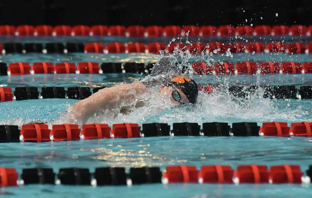 Kieran Smith of Ridgefield High School swims in the 200yd Freestyle during the CIAC Class LL swimming championships at the Freeman Athletic Center, Wesleyan University on Wednesday March 14, 2018 in Middletown, Connecticut.