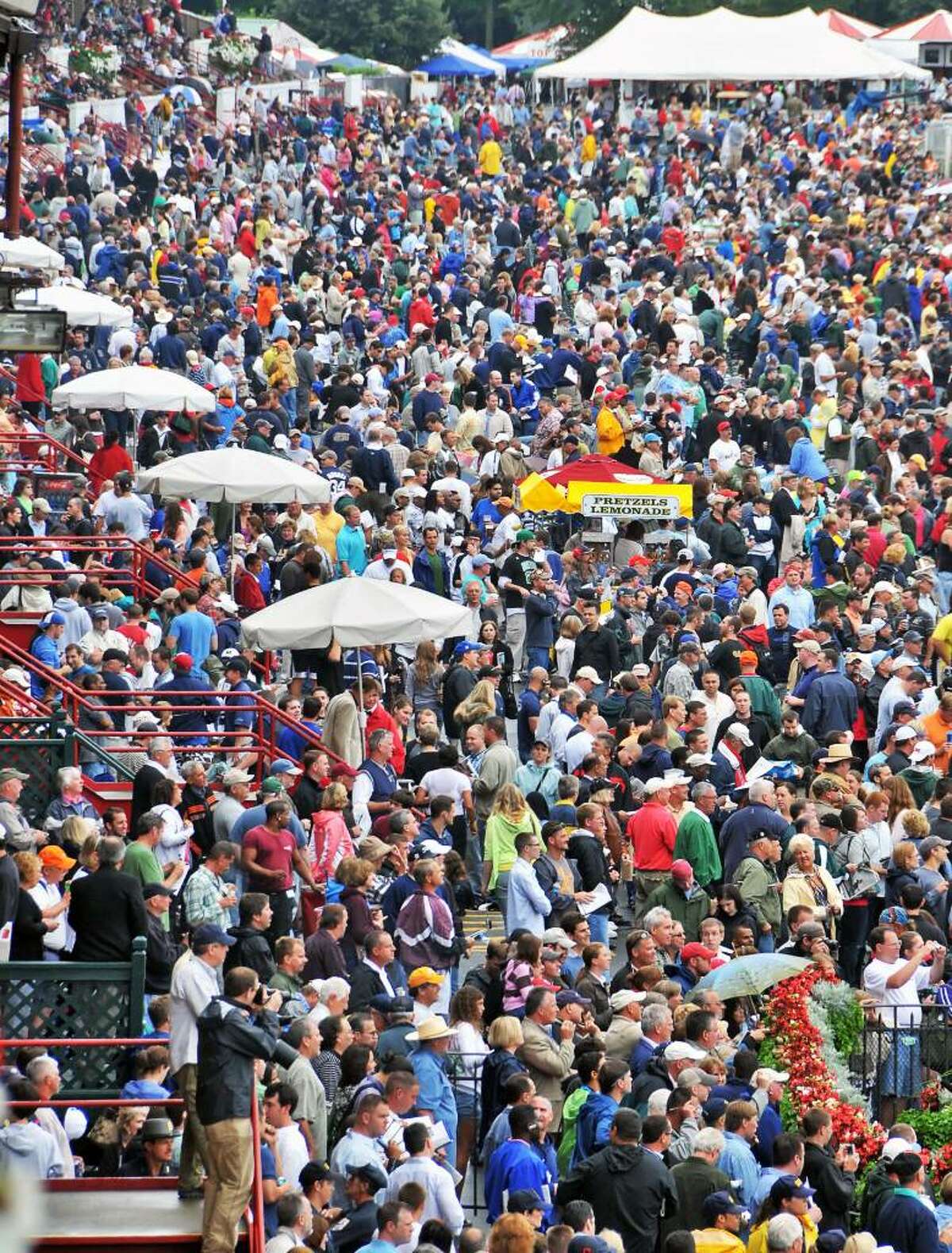 The Travers Day crowd at Saratoga Race Course. (John Carl D'Annibale / Times Union)