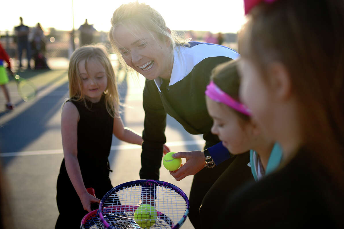 Elina Svitolina, the WTA No. 4-ranked player in the world, particpated in a youth tennis clinic at Bush Tennis Center March 14, 2018. James Durbin/Reporter-Telegram