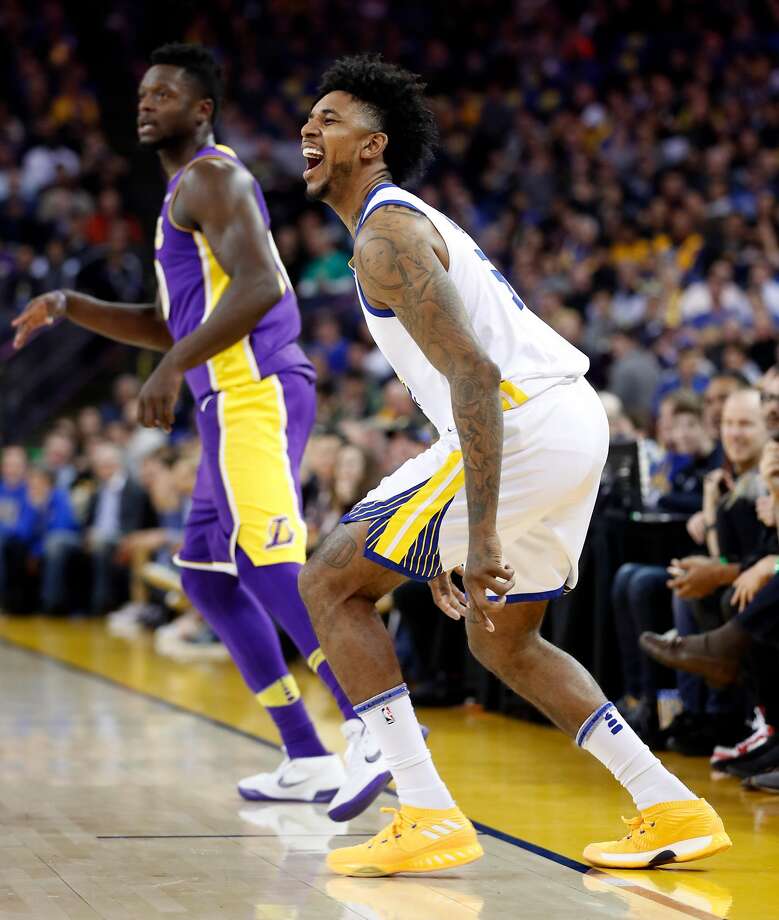 golden state warriorsnick young reacts in 1st quarter against