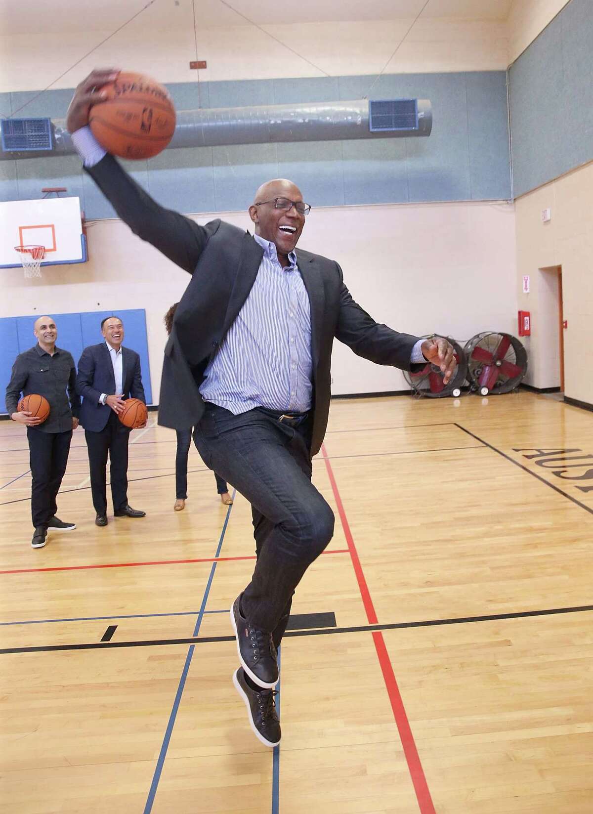 AUSTIN, TX - MARCH 09: NBA hall of famer, Clyde Drexler during a Facebook Live session at SXSW held at Austin Recreation Center on March 9, 2018 in Austin, Texas.