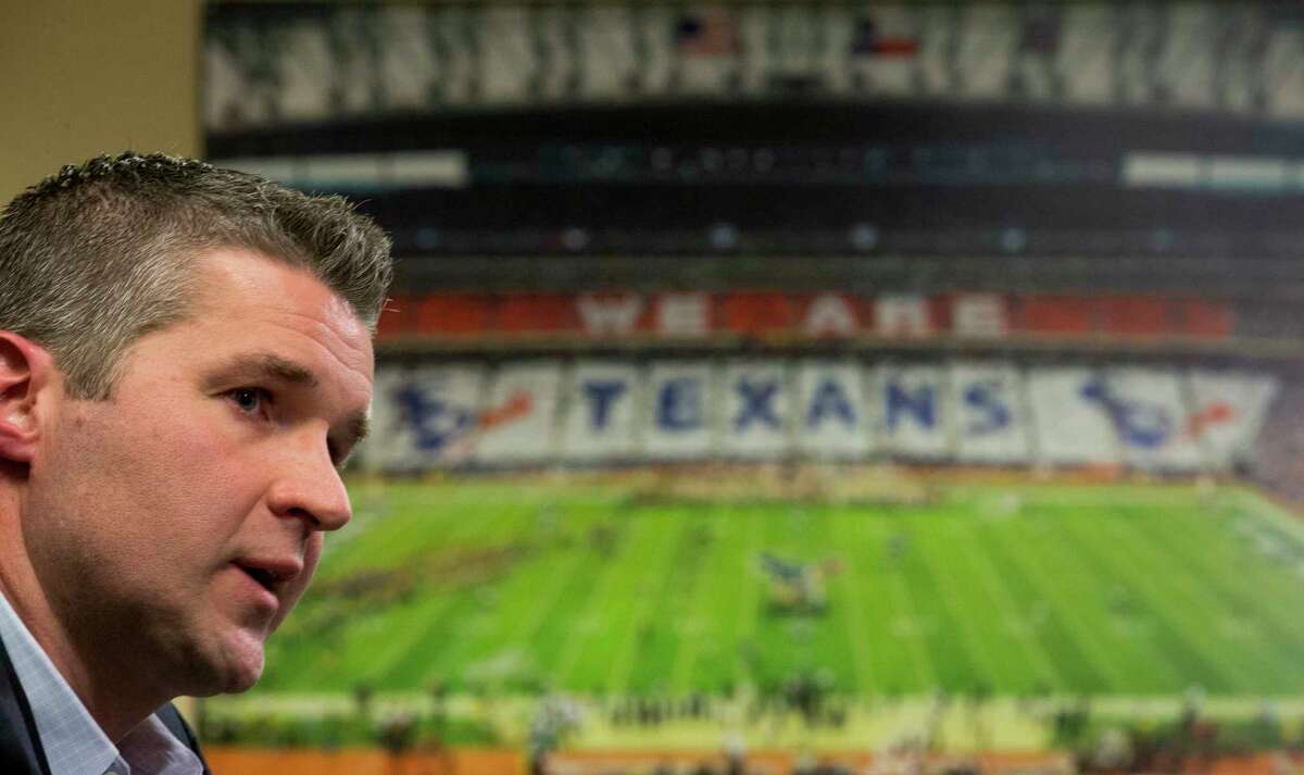Houston Texans general manager Brian Gaine answers questions during his introductory news conference at NRG Stadium on Wednesday, Jan. 17, 2018, in Houston. Gaine is the Texans third general manger in team history. ( Brett Coomer / Houston Chronicle )