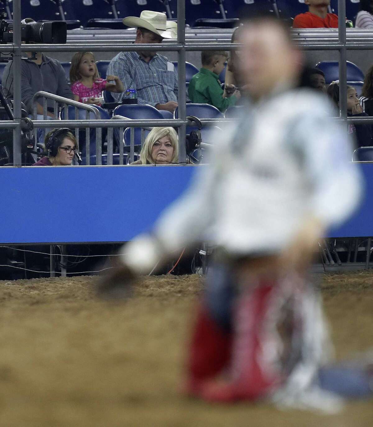 At the 50yard line, Rodeo Houston’s timers clock winners and losers