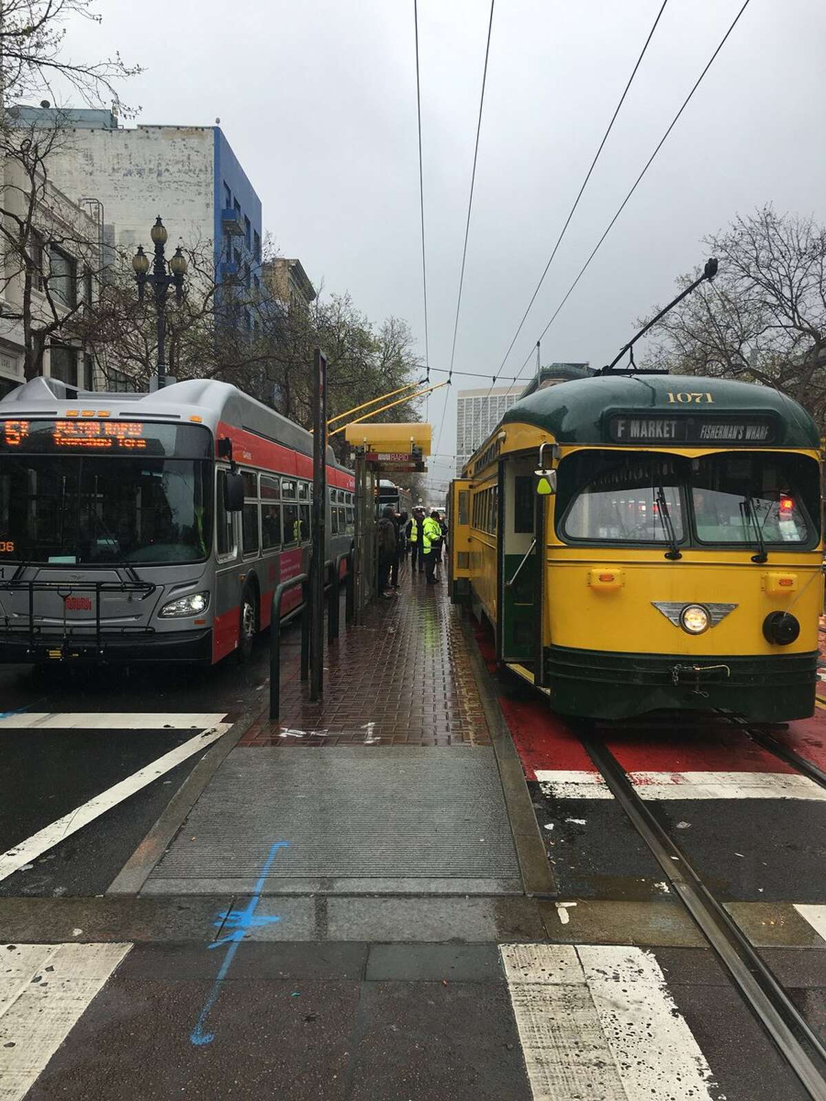 Six people sustained non-life-threatening injuries in a Muni crash on the 1000 block of Market Street Thursday morning.