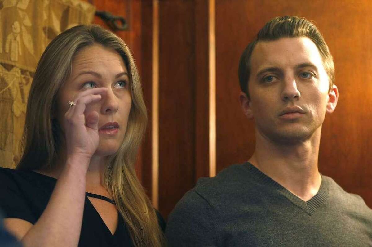 Denise Huskins and Aaron Quinn appear at a news conference with attorney Doug Rappaport in San Francisco, Calif. on Thursday, Sept. 29, 2016. Huskins and Quinn were victims in the bizarre Vallejo kidnapping case in March 2015. The coupled settled a lawsuit with the city of Vallejo for $2.5 million on Thursday.