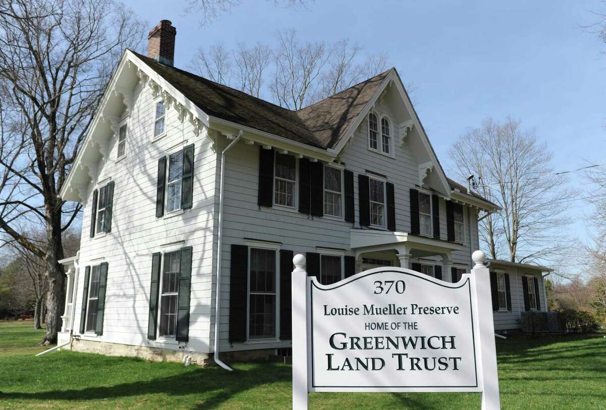 The renovated Greenwich Land Trust Mueller Preserve building in Greenwich, Conn. Tuesday, April 11, 2017. The Land Trust is being given a Merit Award from the Connecticut Preservation Trust for the preservation of its Mueller Preserve headquarters on Round Hill Road. The four-acre property was gifted to the Land Trust in 2012 and after raising more than $1,500,000 for restoration the renovations were completed in 2015.