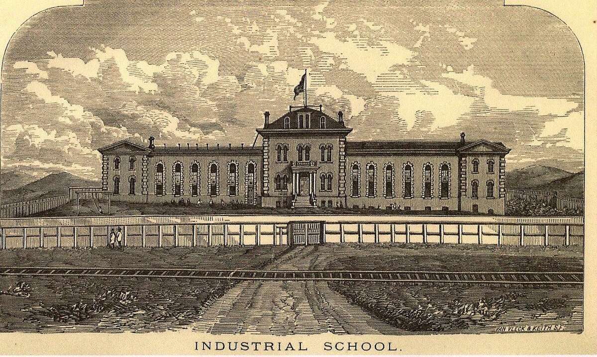 A drawing shows the San Francisco Industrial School, which was more of a prison than a haven for the city’s destitute children of the 19th century.