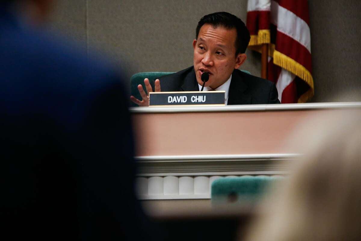 Assembly member David Chiu (center) speaks during a hearing to decide whether or not to repeal the Costa Hawkins Rental Housing Act at the State Capital in Sacramento, Calif., on Thursday, Jan. 11, 2018. The Costa Hawkins Rental Housing Act did not pass.