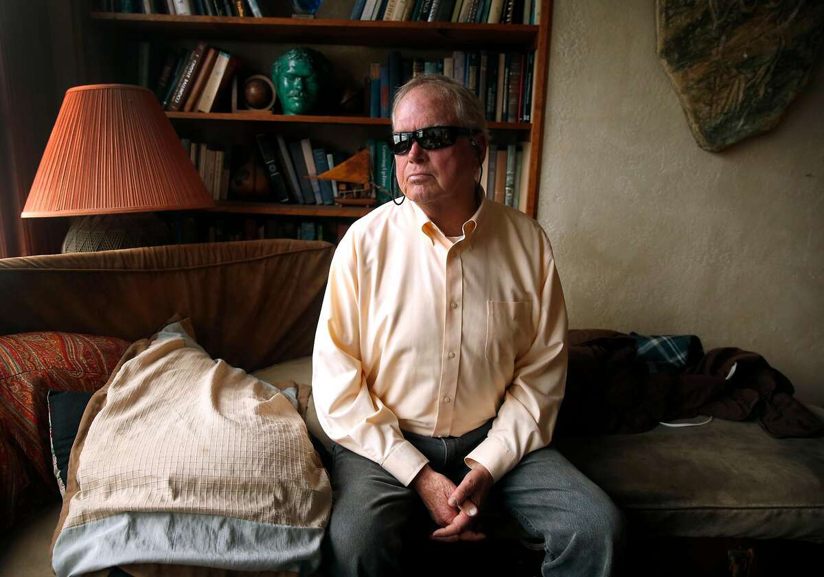 Ed Gallagher is seen at his Twin Peaks home in San Francisco, Calif. on Tuesday, March 13, 2018. After becoming totally blind a couple of decades ago and experiencing other ailments, Gallagher has relied on donated medicinal marijuana through a compassionate care act to control pain and nausea but a loophole in the recently enacted Prop. 64 has eliminated the distribution of free medical pot.