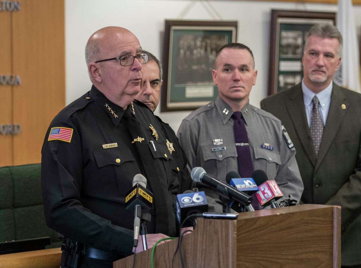 Saratoga County Sheriff Mike Zurlo, left, is working out plans for a handful of schools to have dedicated, full-time deputies. It will be costly, nearly $90,000 a year, for districts that do with the plan. (Skip Dickstein/Times Union)