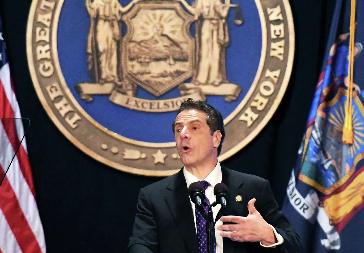 Gov. Andrew Cuomo delivers his 2018 State of the State Address at the Empire State Plaza Convention Center Tuesday Jan. 3, 2018 in Albany, NY. (John Carl D'Annibale / Times Union)