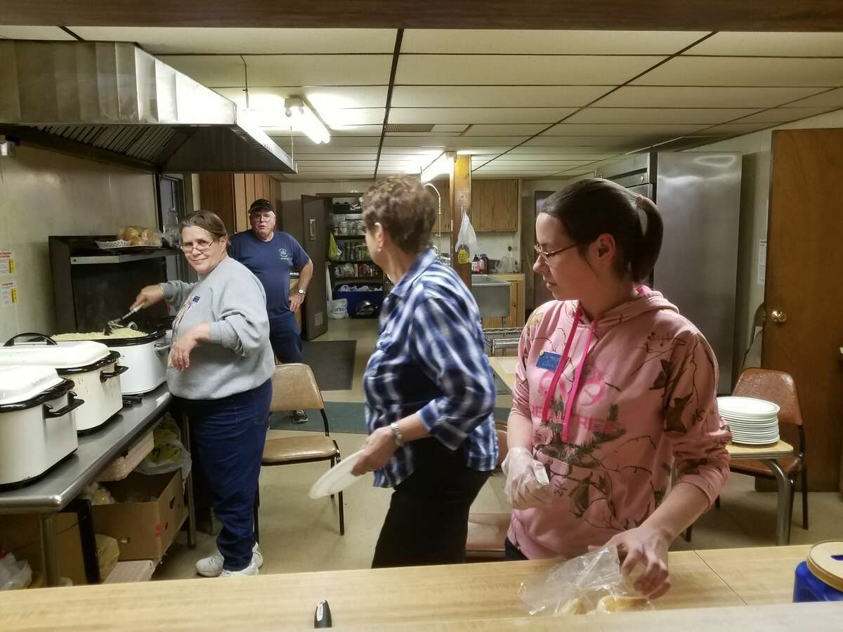 Many attended a spaghetti dinner to help raise money to restore the Ross Lake Park WWI Monument on Saturday, March 17, 2018. It is one of a handful of permanent memorials in the state. Veterans, spouses, city and county leaders attended the event at the Gladwin County VFW Hall. (Tereasa Nims/for the Daily News)