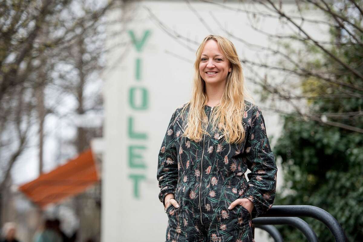 Baker Claire Ptak poses for a photgraph outside her bakery, Violet, in east London on March 20, 2018. Ptak has been asked to make the wedding cake for the forthcoming marriage of Britain's Prince Harry to his US fiancee, Meghan Markle.