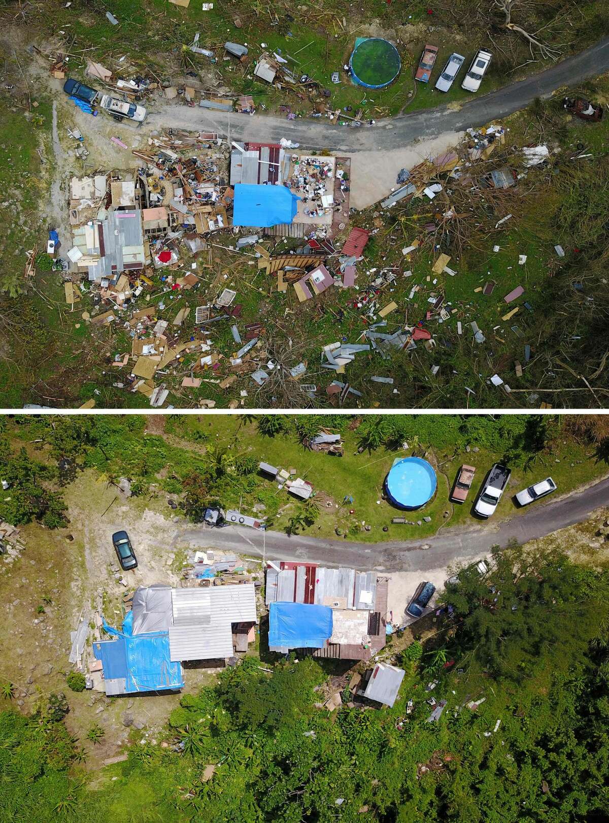 Before and after photos of Puerto Rico shows the island six months