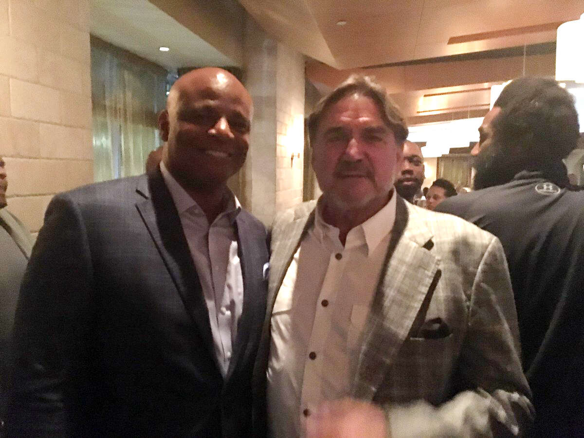 Quarterbacks Warren Moon and Dan Pastorini at the Houston Oilers reunion dinner. For more reunion photos and a look back at some of former players who attended the event during their glory days, browse through the gallery.