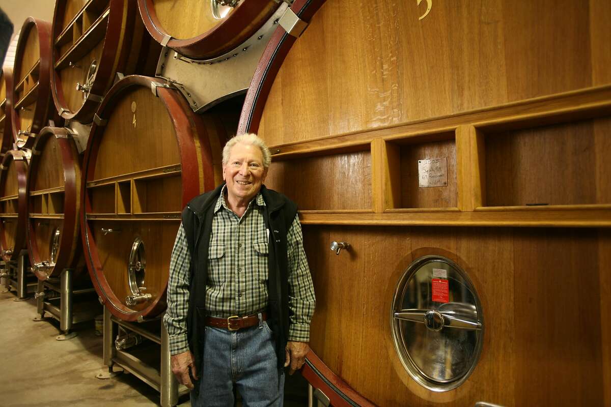PASO10_1000_cl.JPG Photo of the wine scene in Paso Robles, CA. This is Tablas Creek winery. Photo of owner, Robert Haas by their huge oak pungeons. photo by Craig Lee / The Chronicle Ran on: 04-27-2007 At 80 years old, Robert Haas has mastered the wine business, from grapevine to retail shelf.