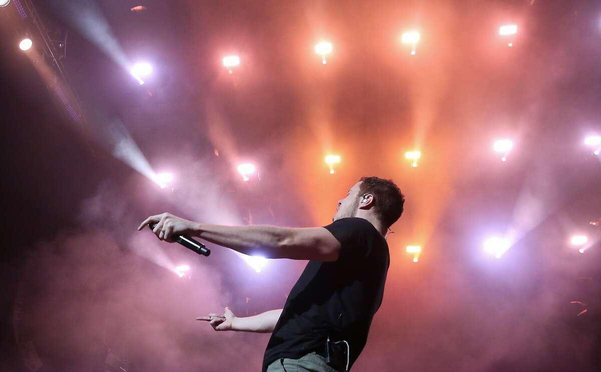 Imagine Dragons lead vocalist Dan Reynolds performs during their Evolve tour concert on Nov. 12, 2017, in Houston. 