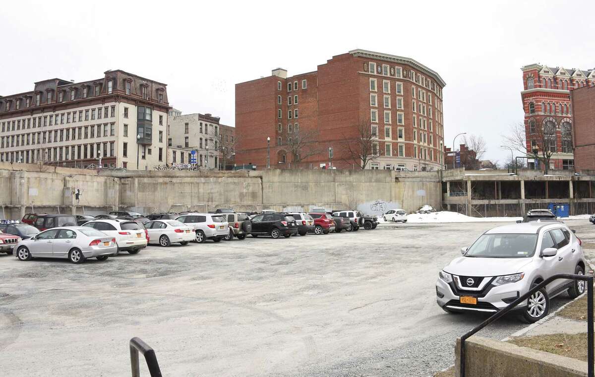 Site the of the former Troy City Hall building at Monument Square on River St. on Wednesday, March 21, 2018 in Troy, N.Y. (Lori Van Buren/Times Union)