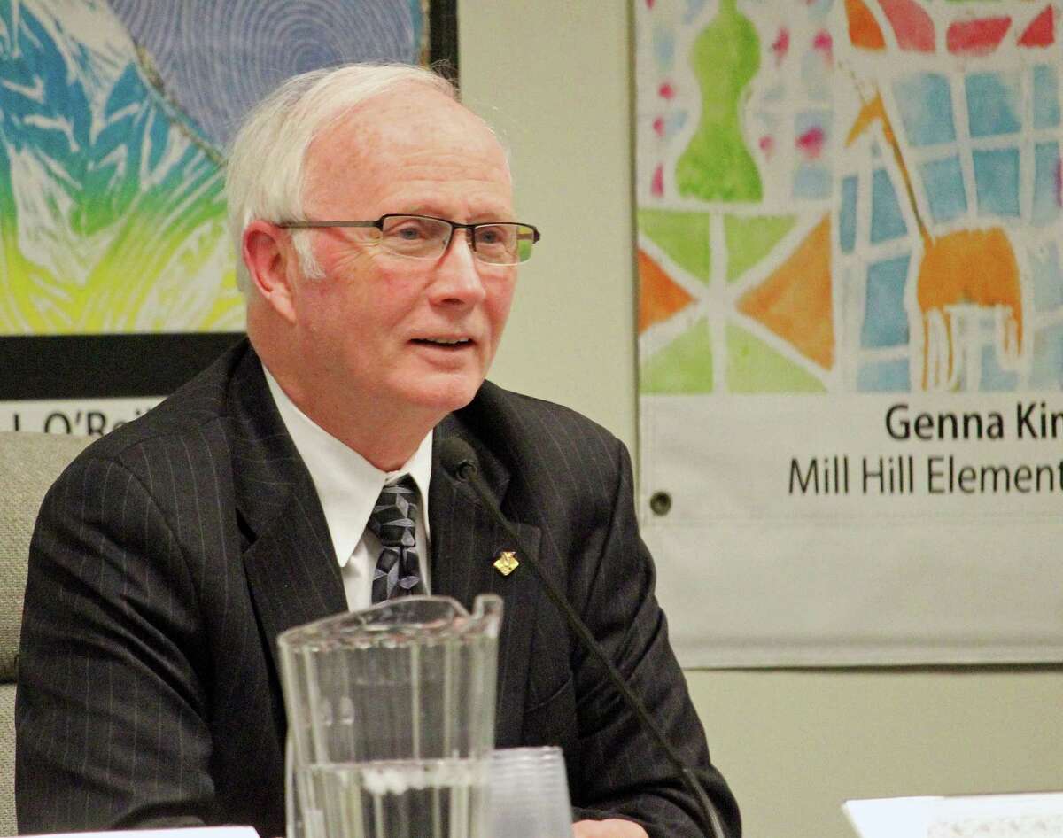 Board of Education Chairman Phil Dwyersaid at Monday's meeting that the board would not be looking to consolidate the two high schools, or close an elementary school. Fairfield,CT. 3/19/18