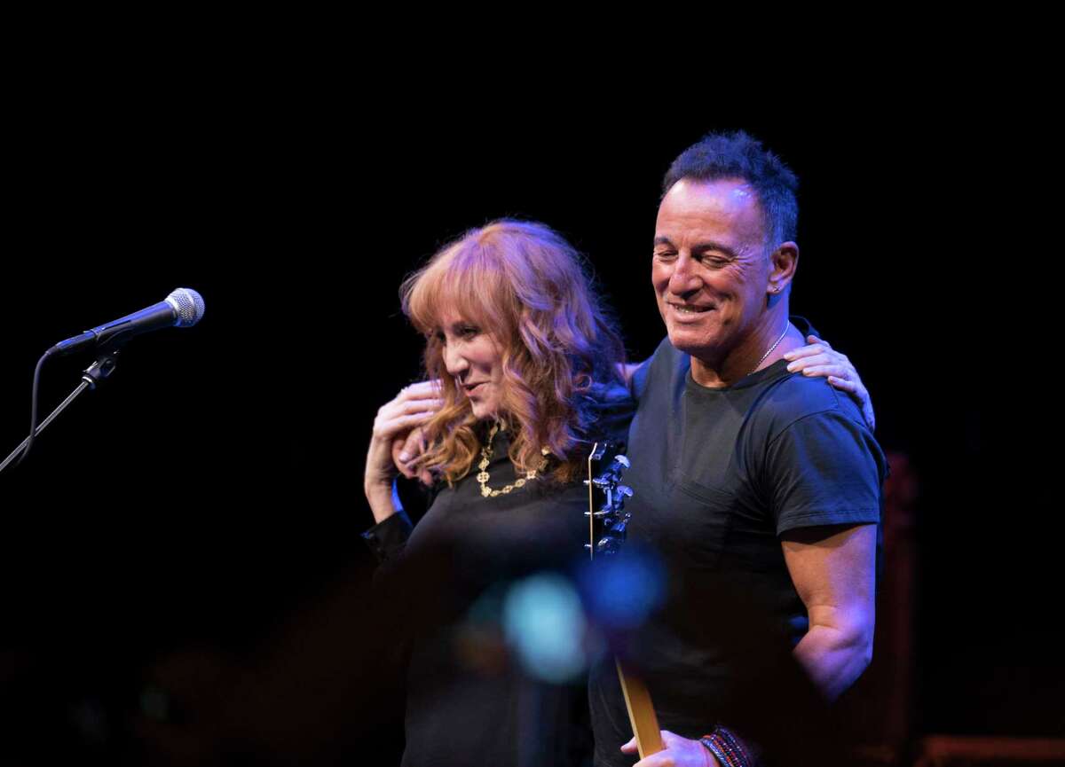 FILE ?— Patti Scailfa Springsteen and Bruce Springsteen in ?“Springsteen on Broadway?” in New York, Oct. 5, 2017. Springsteen on March 21, 2018, announced a third extension of his sold-out show, ?“Springsteen on Broadway,?” to Dec. 15, 2018. (Sara Krulwich/The New York Times)
