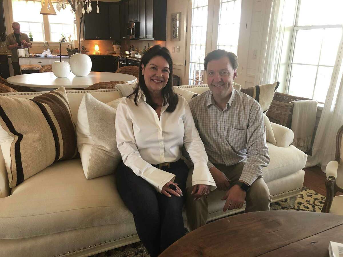 From left, Kimberley and a Richard Rolland at their weekend home in Carmine, Texas.