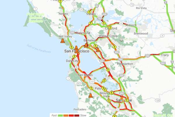 bay area traffic map google Major Storm Makes A Mess Of Bay Area Traffic Numerous Accidents Reported Sfchronicle Com bay area traffic map google