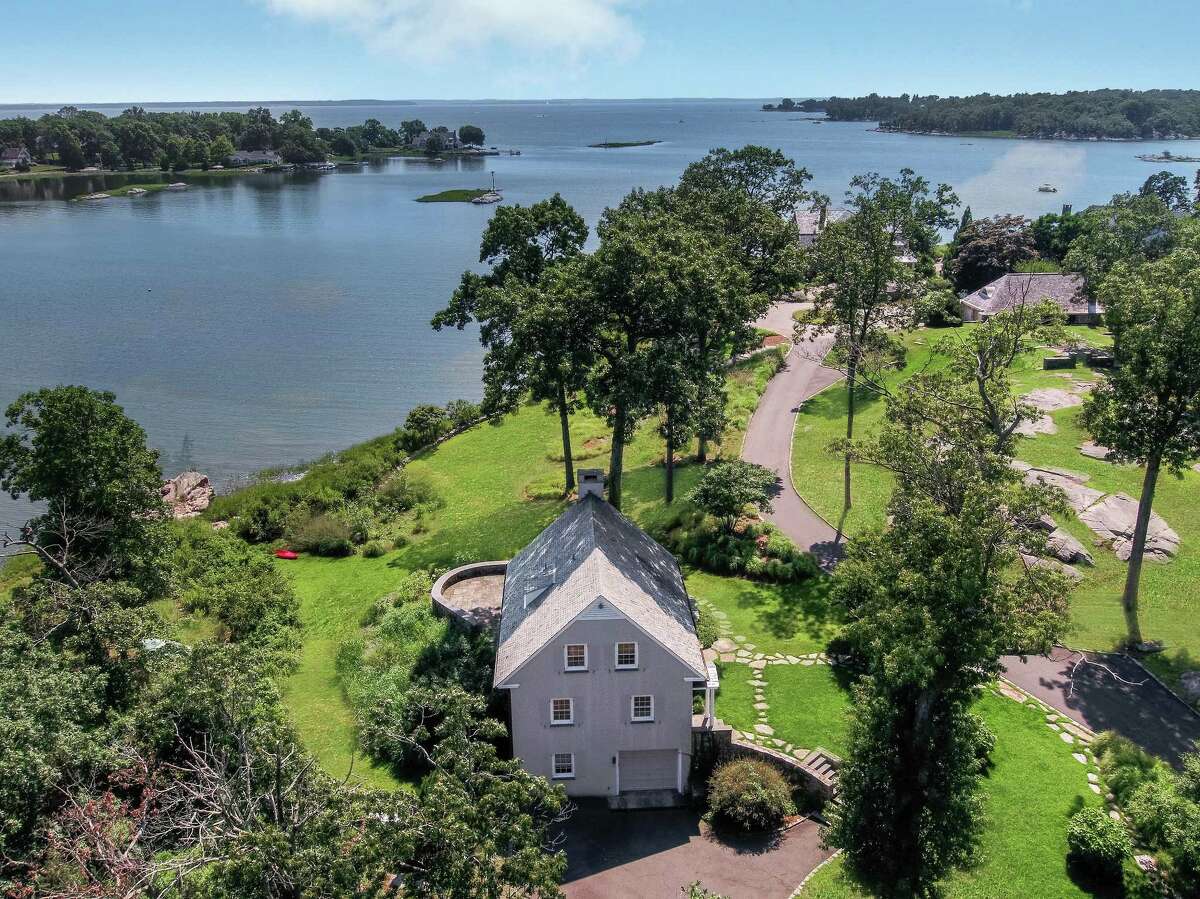The seaside cottage, named Tellina, sits on a nearly three-acre property with almost 500 feet of direct water frontage along Scotts Cove, perhaps more water frontage than any other property in Darien.