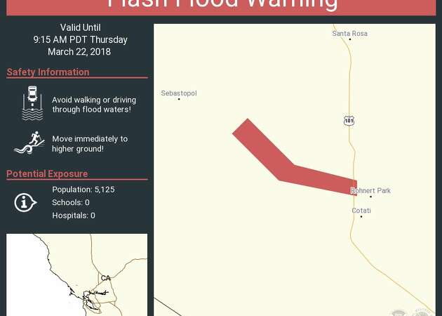 Flash flood warning issued for central Sonoma County