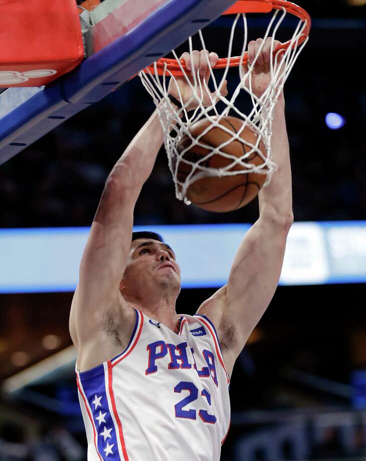 Philadelphia 76ers' Ersan Ilyasova makes an uncontested dunk against the Orlando Magic during the first half of an NBA basketball game, Thursday, March 22, 2018, in Orlando, Fla. (AP Photo/John Raoux) Photo: John Raoux / Copyright 2018 The Associated Press. All rights reserved.