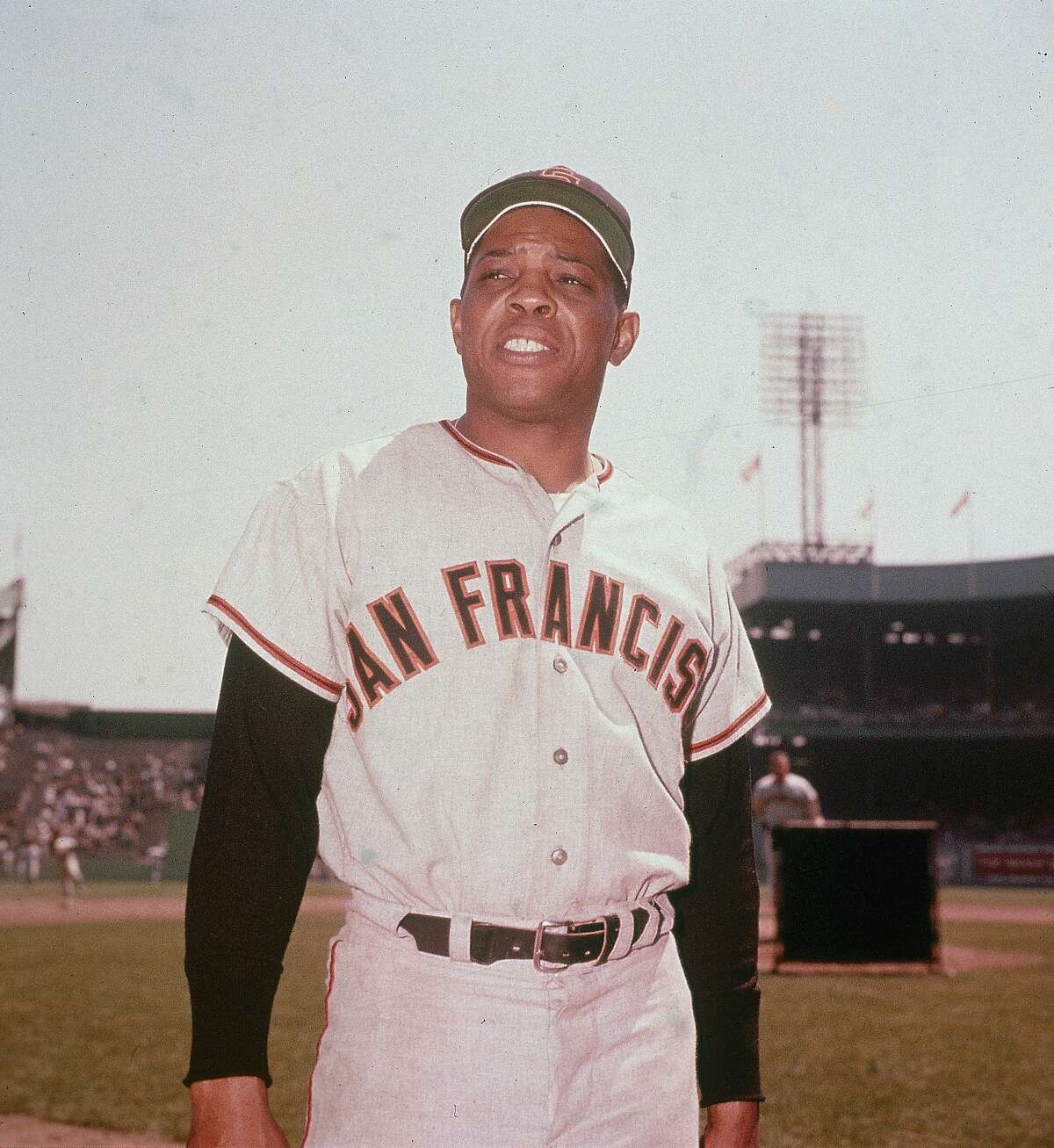 Circa 1958, American baseball player Willie Mays #24 of the San Francisco Giants poses in uniform in a stadium. (Photo by Archive Photos/Getty Images)