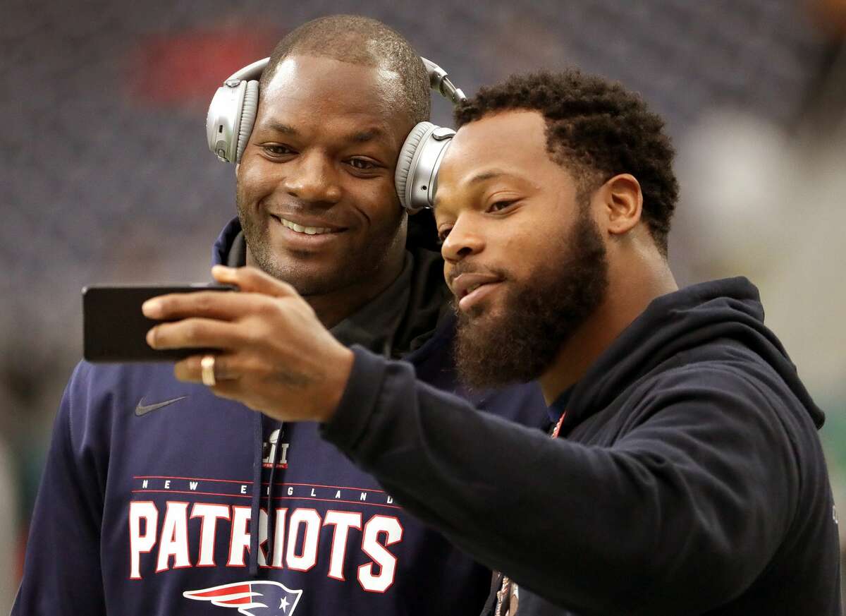 PHOTOS: The best shots from Super Bowl week in Houston in 2017 New England Patriots tight end Martellus Bennett, left, poses for a selfie with his brother Michael Bennett who plays for the Seattle Seahawks while on the field for pregame warm ups prior to Super Bowl LI at NRG Stadium in Houston on Feb. 5, 2017.